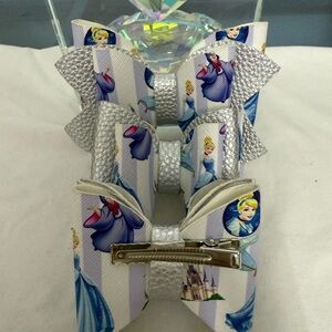 Princess Themed Hair Bow Set - Silver and Blue